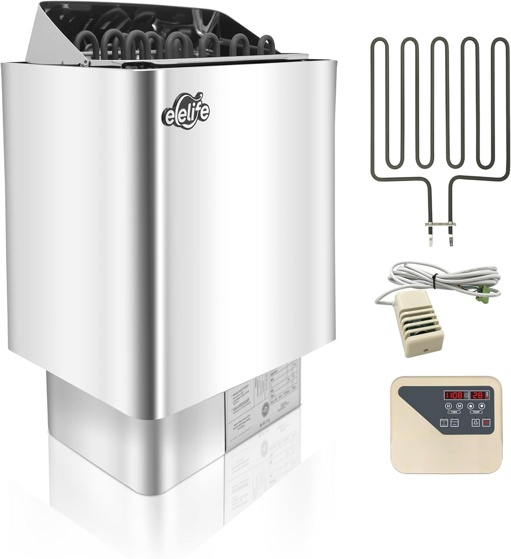 Sauna Heater, 9KW 220V Electric Sauna Stove, Steam Bath Sauna Heater with External Digital Controller, for Cubic Feet, Home Hotel Spa Shower,All Stainless Steel Body (Split Machine)