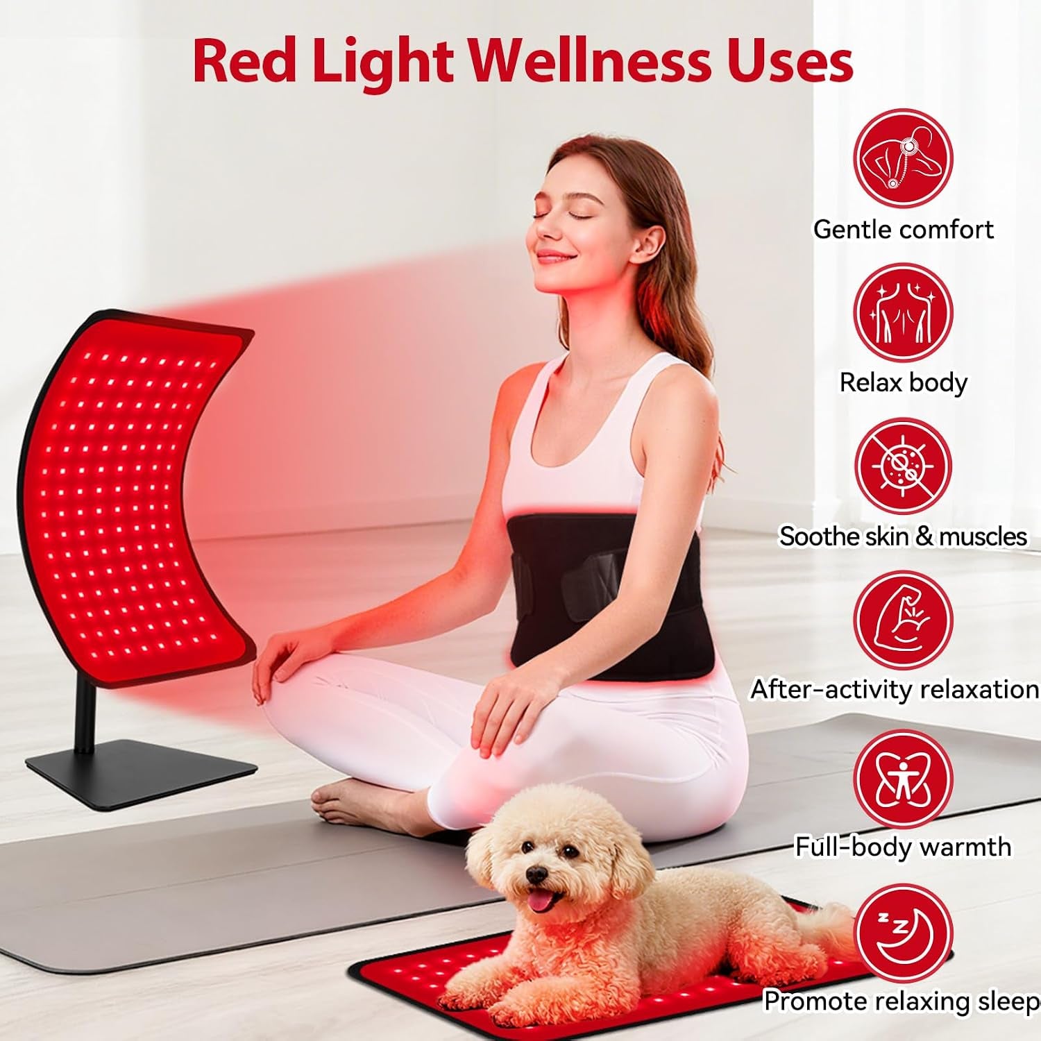 Red Light Therapy for Face & Body, 2-In-1 Red Light Panel with Belt, 660Nm Red Light and 850Nm Infrared Red Light Therapy Lamp, Remote Control, Adjustable Brightness & Timer for Skin Care & Relaxation