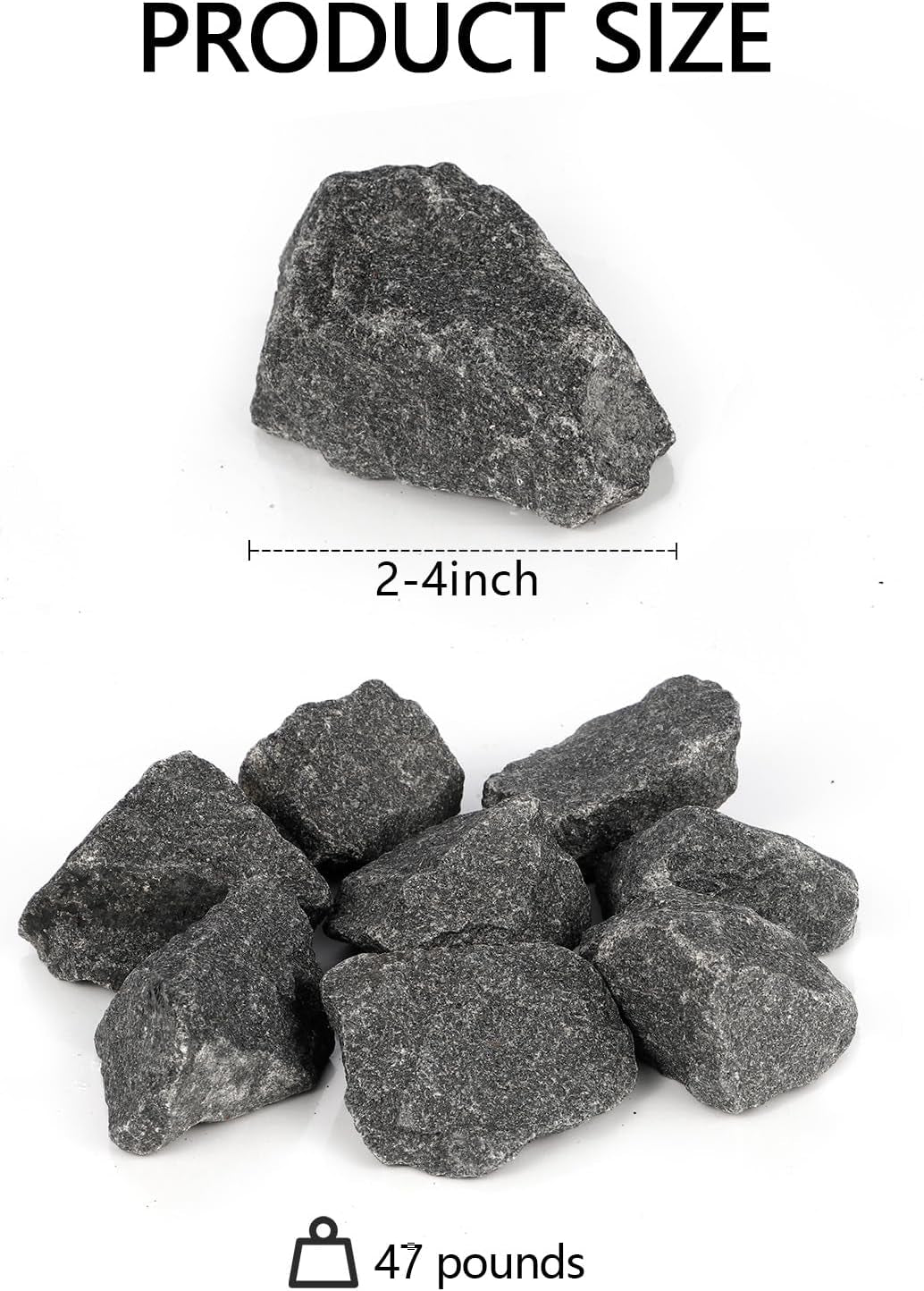 Premium Sauna Rocks & Stones - 47 Lbs for Dry and Wet Sauna,Compatible with Electric Sauna Heaters & Traditional Stoves (47Pounds)