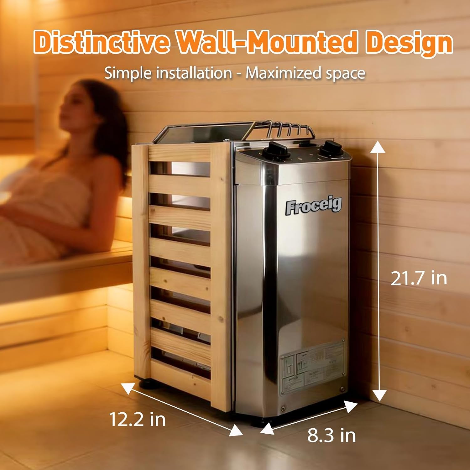 Sauna Heater 110V,2KW Electric Sauna Heater,Dry Sauna Heater&Sauna Heater Features Smart Timer&Temperature Control,110V Electric Sauna Heater for Spaces Ranging from 35-100 Cubic Feet-Instant Heating