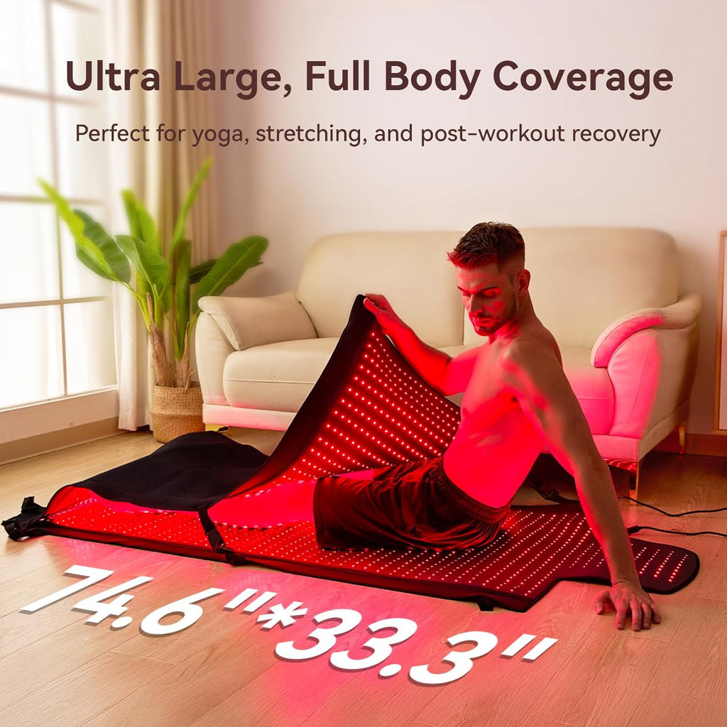 Extra Large Red Light Therapy Mat, 2570 High-Density Leds Full Body Red Light Therapy, 660Nm & 850Nm Dual Wavelengths, Foldable Red Light Therapy Blanket with Timer,74.6" X 33.3"