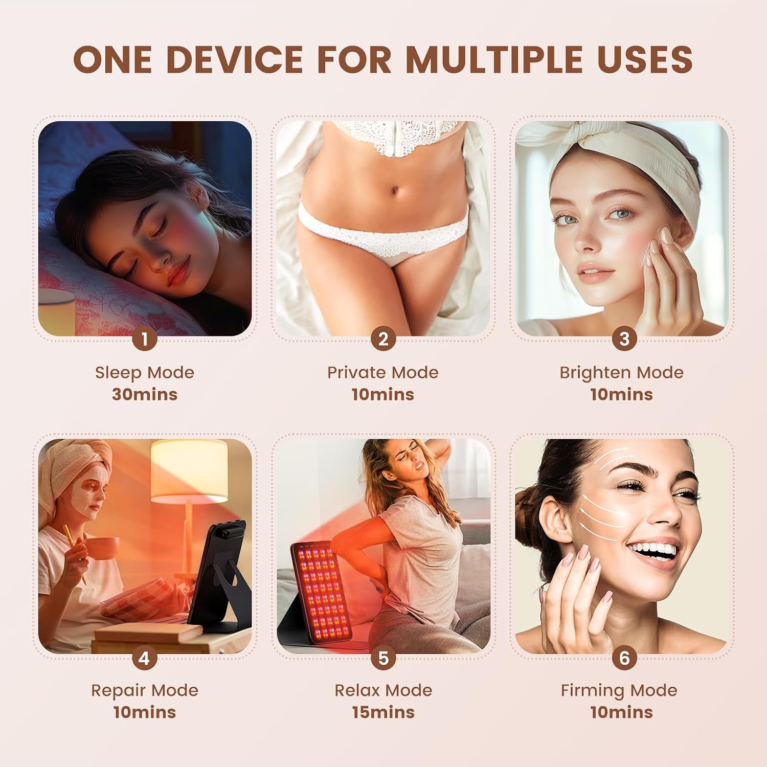 Red Light Therapy for Face and Body, Portable Red Light Therapy with Protective Goggles, 850Nm Infrared Red Light Therapy with 6 Modes