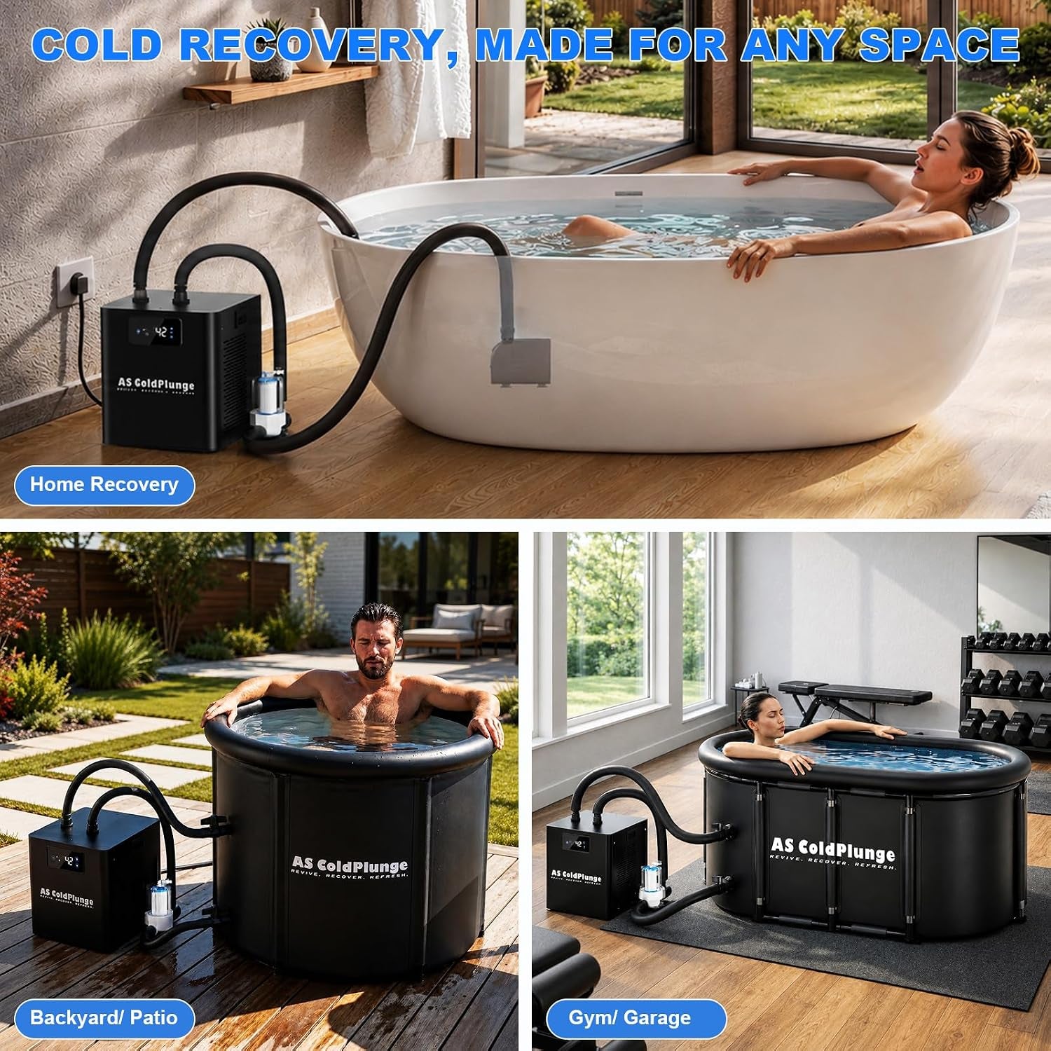 Ice Bath Water Chiller for Cold Plunge Tubs, 1/3 HP Upgraded Cold Plunge Chiller with External Filter Water Pump, Ideal for Cold Plunge Recovery Ice Bath Tub Home 110V Cooling Chiller
