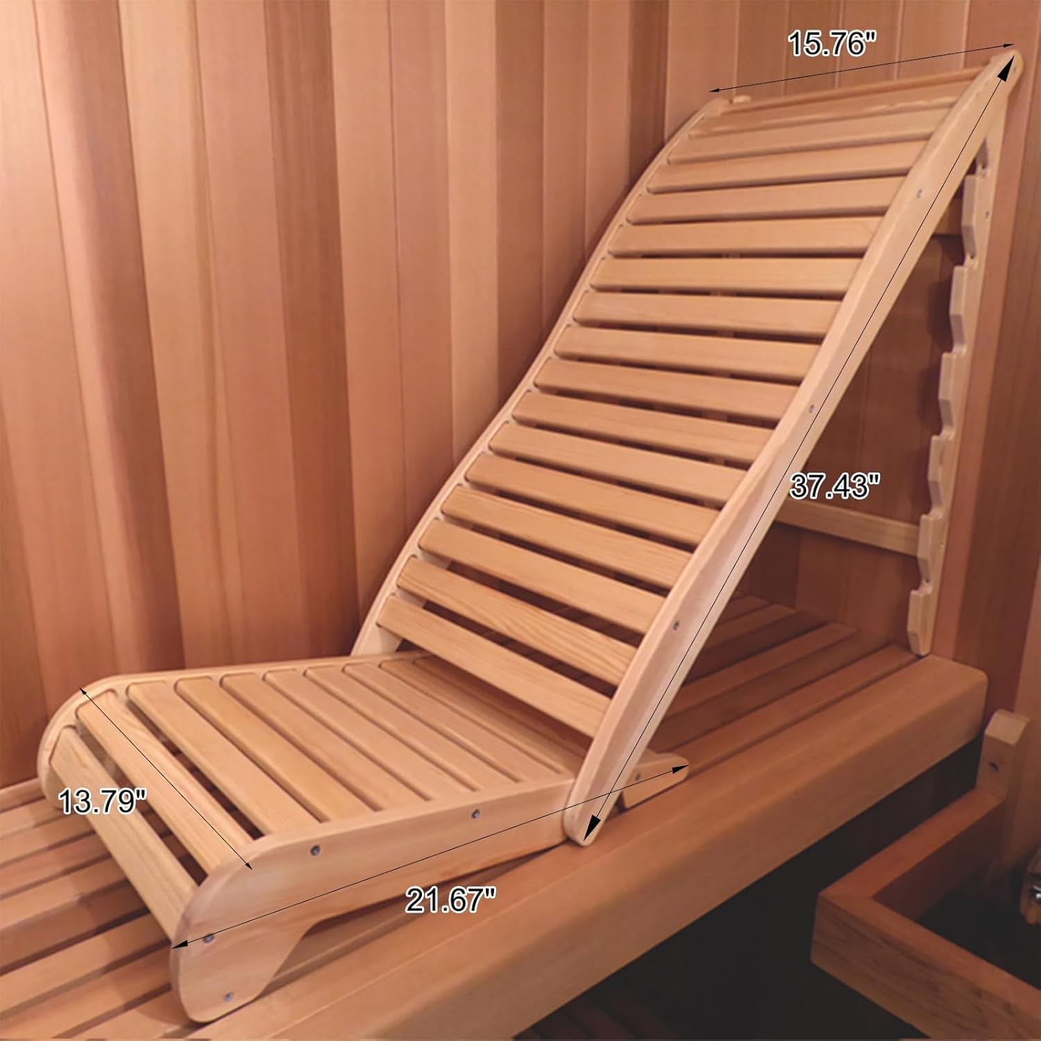 Canadian Wooden Adjustable Sauna Chair, Foldable Natural Wood Lounge Reclined with Ergonomic Backrest, Anti-Slip, Sauna Bench for Any Traditional Sauna (Red Cedar)