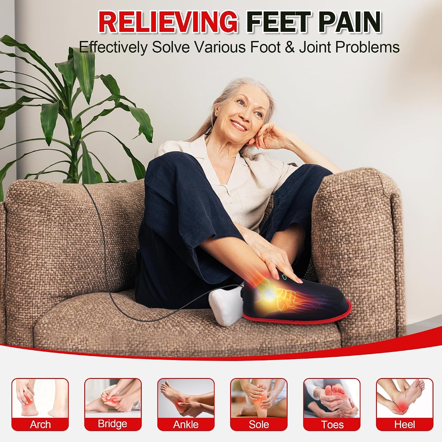 Red Light Therapy Shoe for Feet, 660Nm & 850Nm Infrared Red Light Pulse | Full Wrapped Wearable Infrared Light Therapy Shoe for Foot/Heel/Ankle, 660Nm & 850Nm Red Light with Pulse Mode(Single Pack)