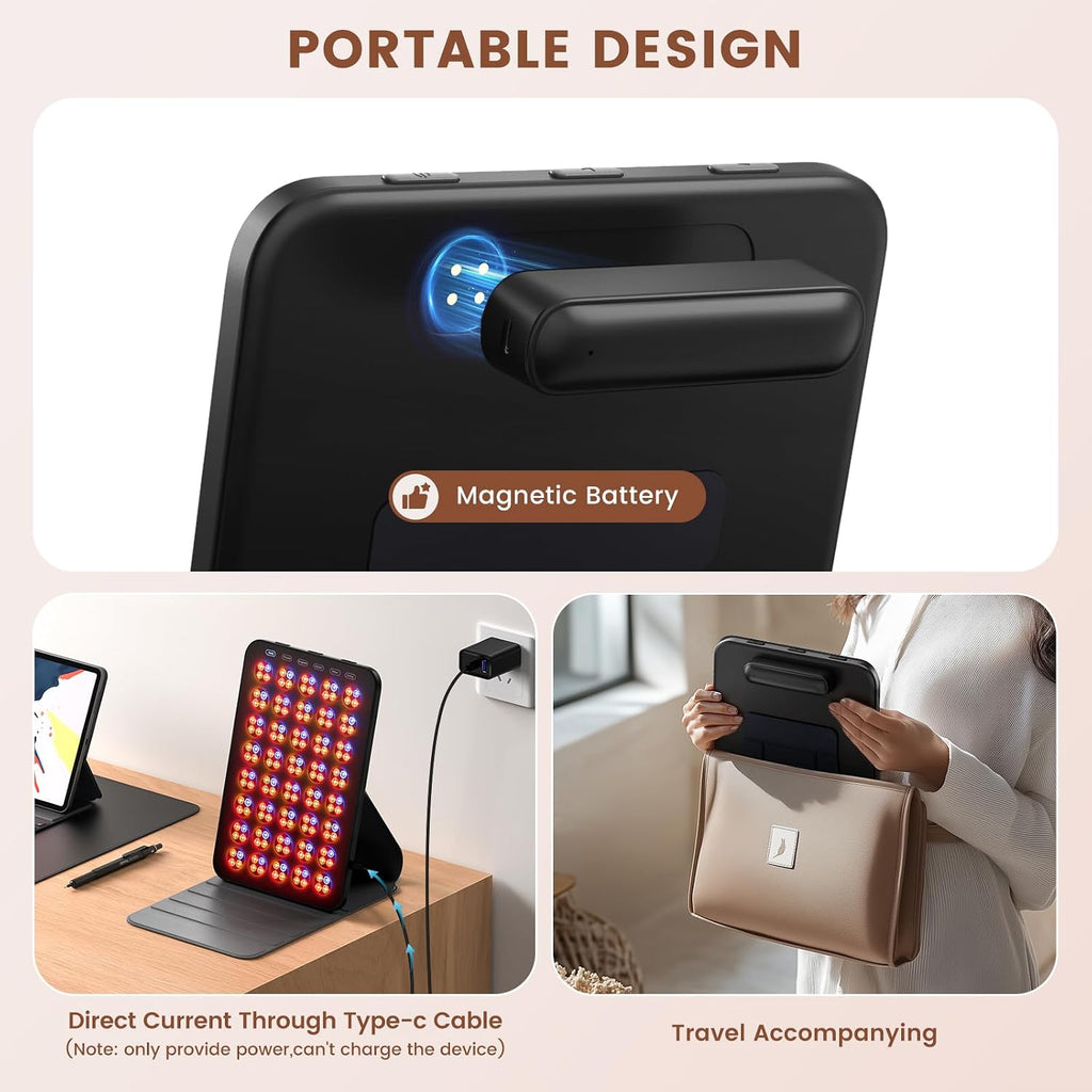 Red Light Therapy for Face and Body, Portable Red Light Therapy with Protective Goggles, 850Nm Infrared Red Light Therapy with 6 Modes