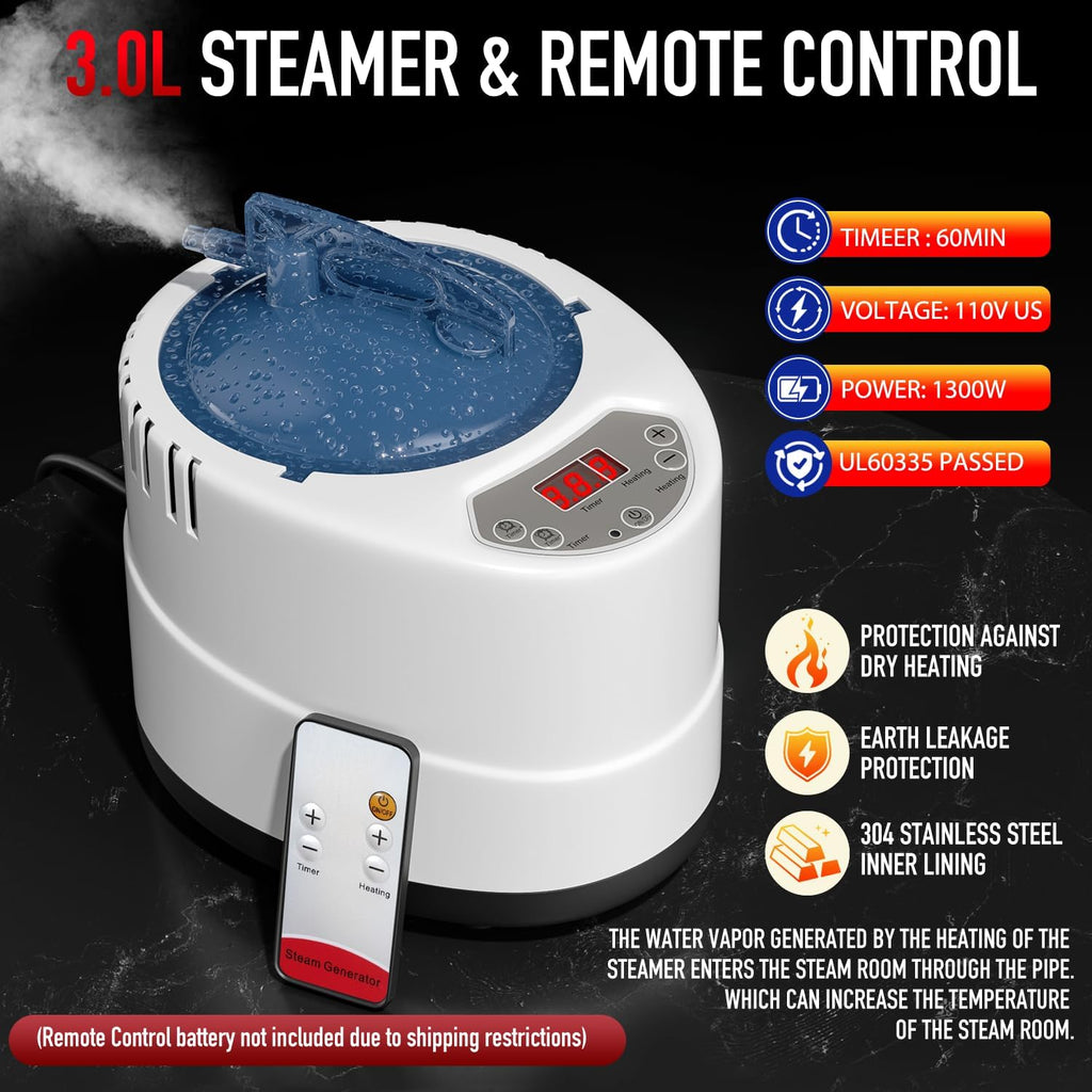 Infrared Steam Sauna with 660Nm Red & Blue Light Therapy & 850Nm Infrared Light Panel, 3L 1300W Steamer, Folding Chair, XXL Portable Sauna Personal Sauna Steam Sauna Tent Home Sauna