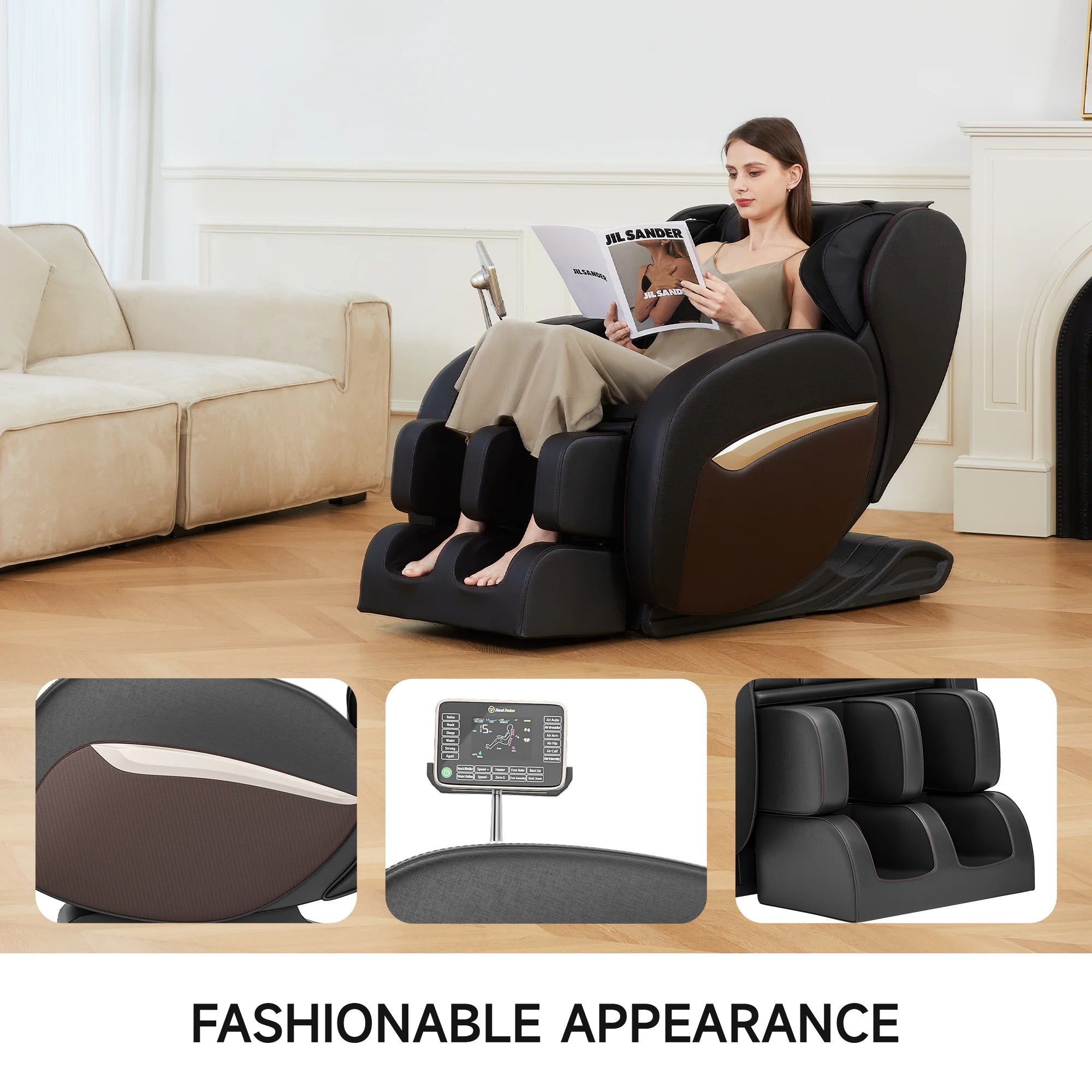Zero Gravity Massage Chair, Shiatsu Massage Relaxation Recliner with Heating and Bluetooth, Brown