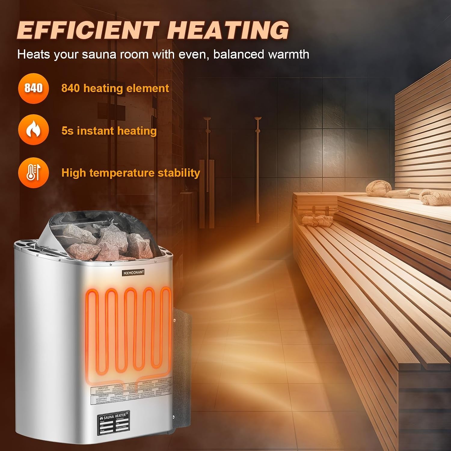 Sauna Heater, 6KW 220V Electric Sauna Heaters Digital Control Sauna Stove Dry Steam Sauna Bath for Home Hotel Spa Max. 300 Cu.Ft with Sauna Hygrothermograph