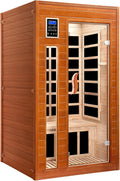 1-2 Person Infrared Sauna, Dry Heat Sauna with Red Light Therapy, Bluetooth, Radio, 7-Color Therapy Light for Home, Indoor, Gym, Wellness Center, 40″ X 36″ X 73″, Brown