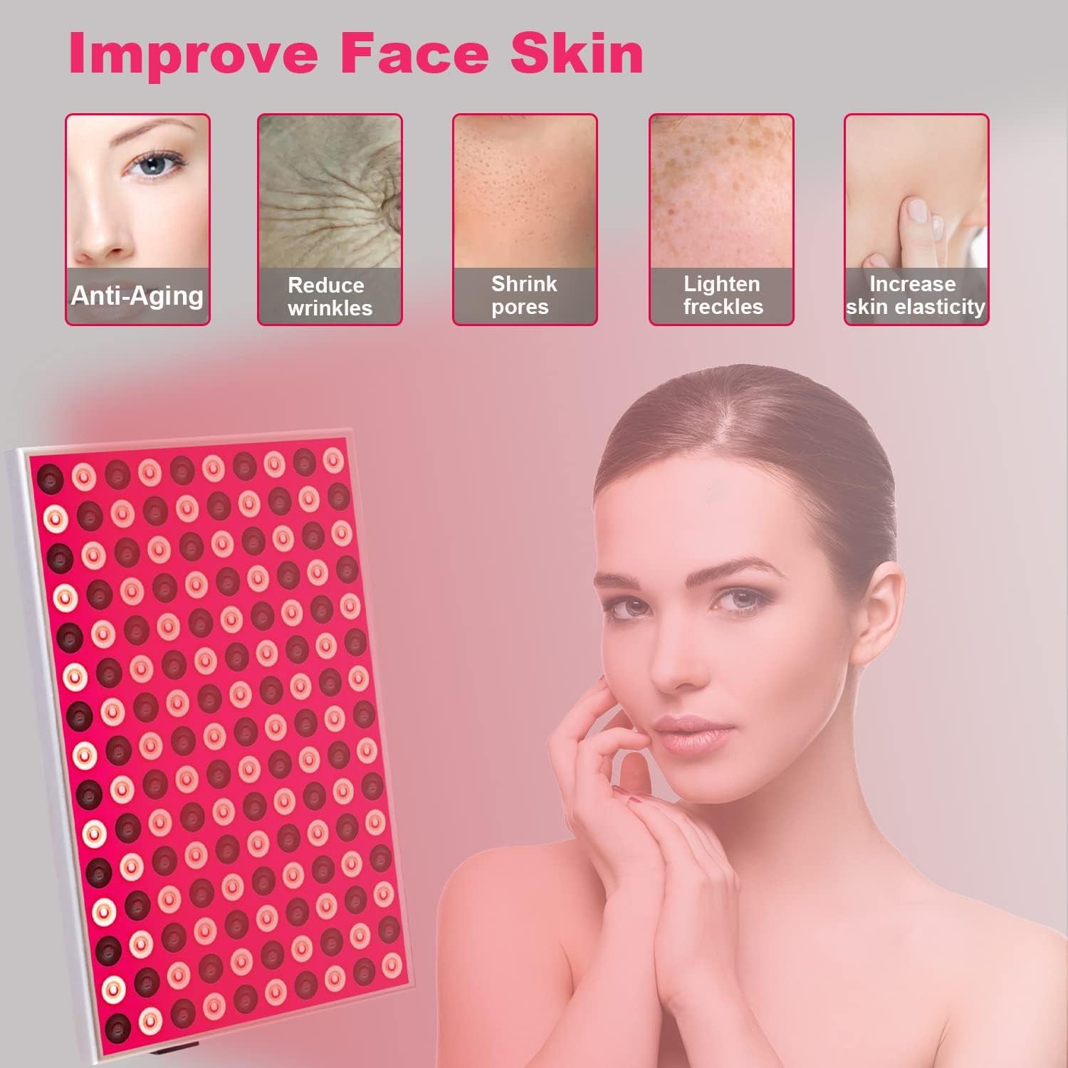 Red Light Therapy, Red Light Therapy for Body Face, Red Light Panel near Infrared 850Nm and Deep Red 660Nm for Pain Relief and Skin Improved
