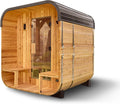 Backyard Discovery Lennon 2-4 Person Traditional Cedar Outdoor Cube Sauna with Porch, Electric Sauna Heater, Sauna Rocks, Dry Heat, Steam Sauna, LED Lights, Wi-Fi Control, Sauna Accessories