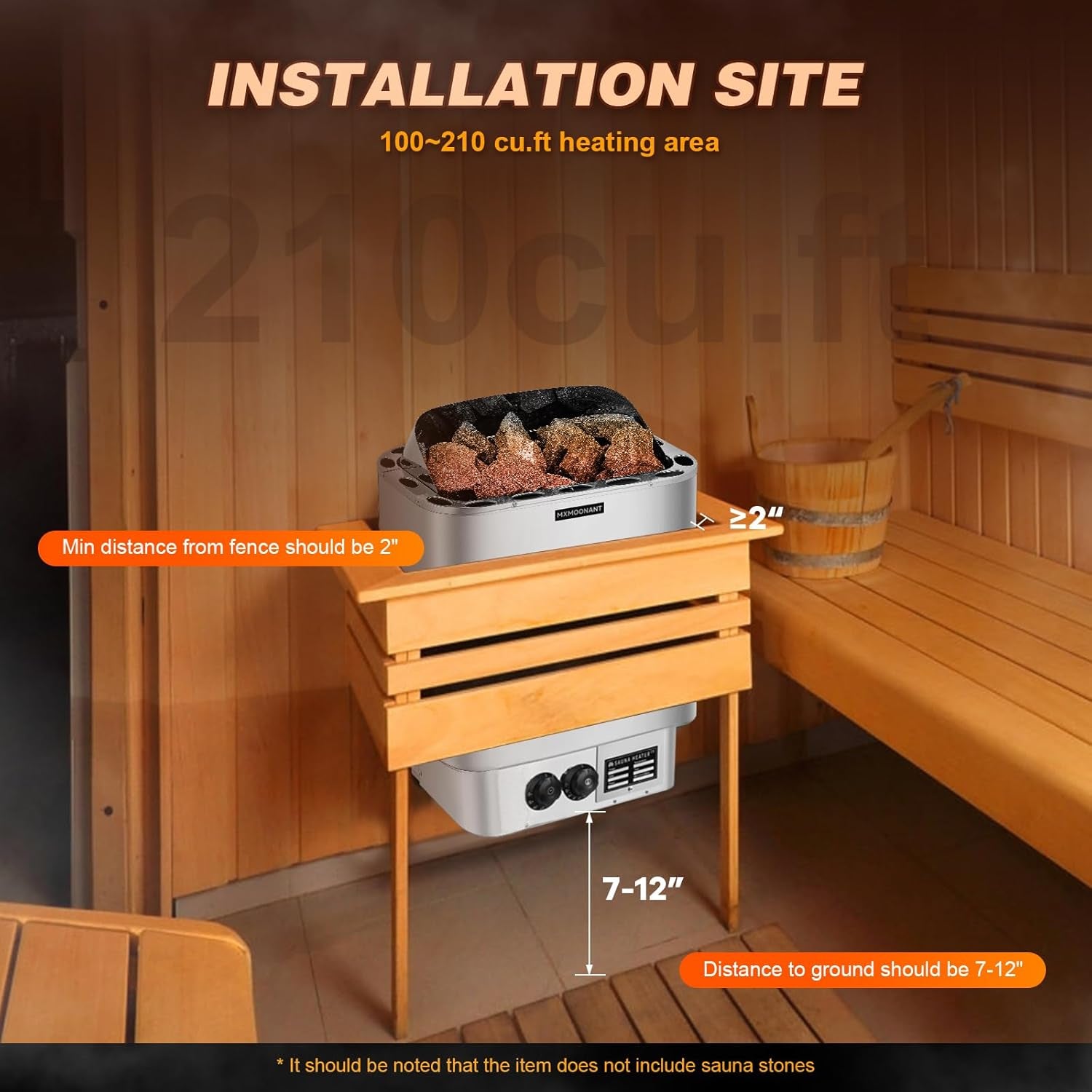 Sauna Heater, 6KW 220V Electric Sauna Heaters Stove Dry Steam Sauna Bath for Home Hotel Spa Max. 300 Cu.Ft with Sauna Hygrothermograph