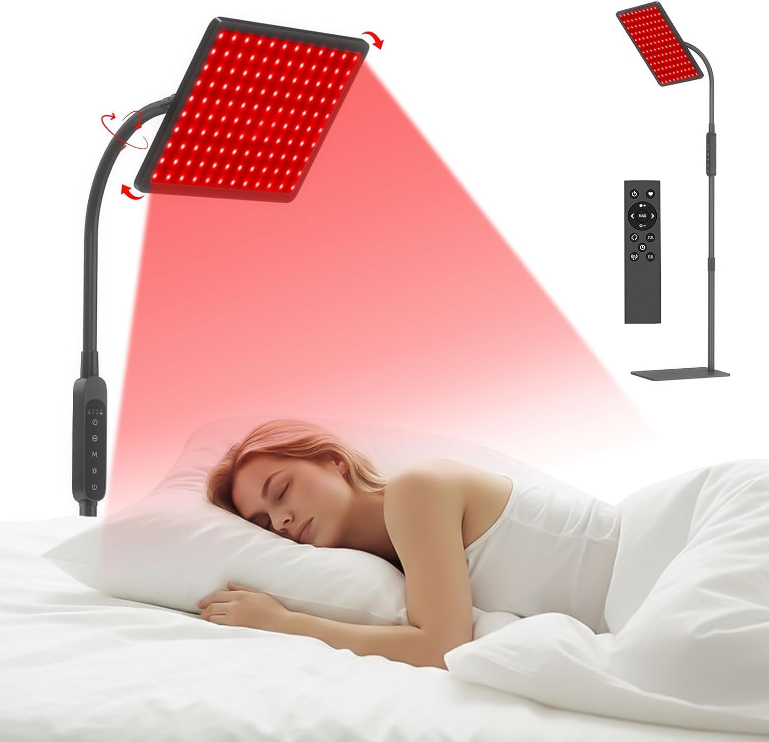 Red Light Therapy Lamp：Gooseneck Infrared Red Light Therapy Lamp with Led 660Nm&850Nm near Infrared LED Red Light,Near Infrared LED Red Light Therapy Device at Home for Face and Body