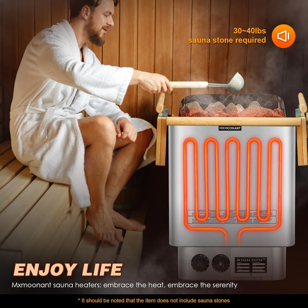 Sauna Heater, 6KW 220V Electric Sauna Heaters Stove Dry Steam Sauna Bath for Home Hotel Spa Max. 300 Cu.Ft with Sauna Hygrothermograph