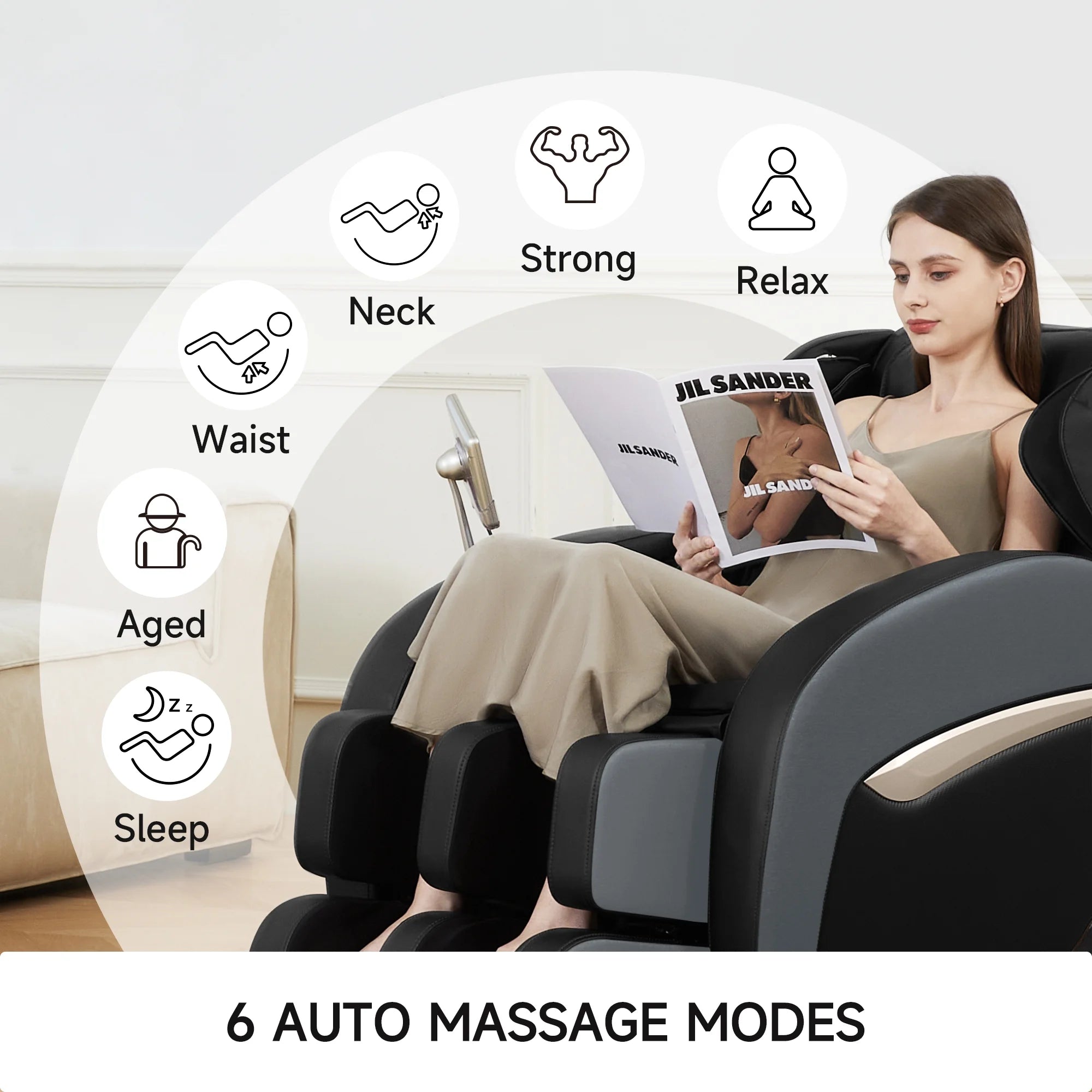 Zero Gravity Massage Chair, Shiatsu Massage Relaxation Recliner with Heating and Bluetooth, Black