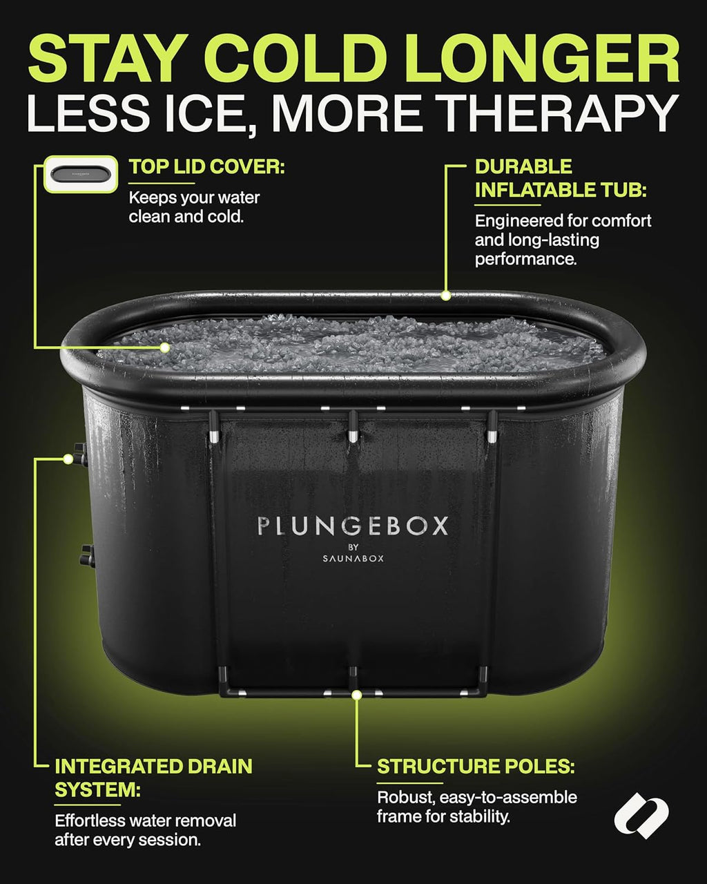 ® Plungebox PRO XL Cold Plunge Ice Bath Tub Durable Cold Tub for Full-Body Immersion | Compact, Insulated & Easy Setup for Efficient Cold Therapy at Home