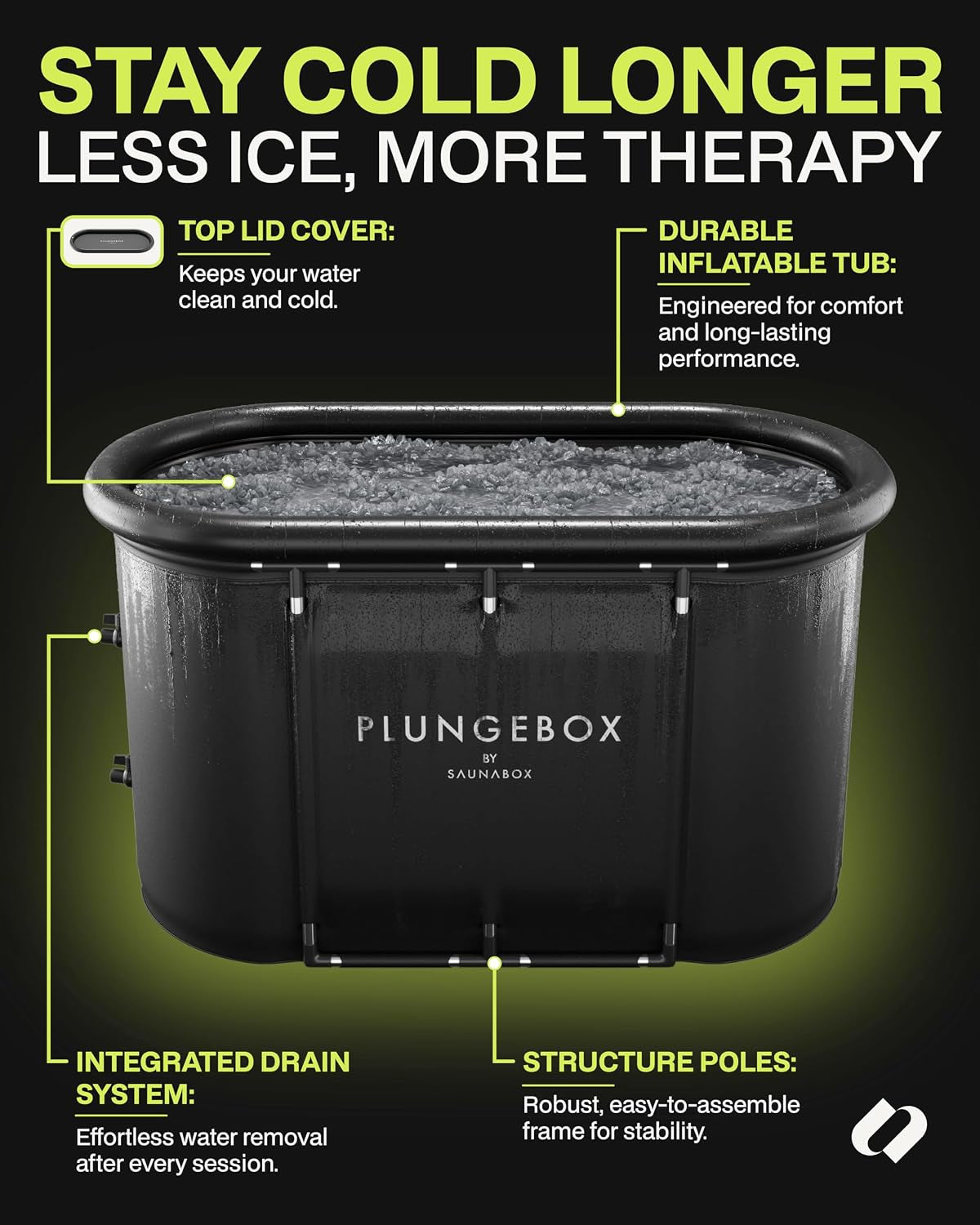 ® Plungebox PRO XL Cold Plunge Ice Bath Tub Durable Cold Tub for Full-Body Immersion | Compact, Insulated & Easy Setup for Efficient Cold Therapy at Home
