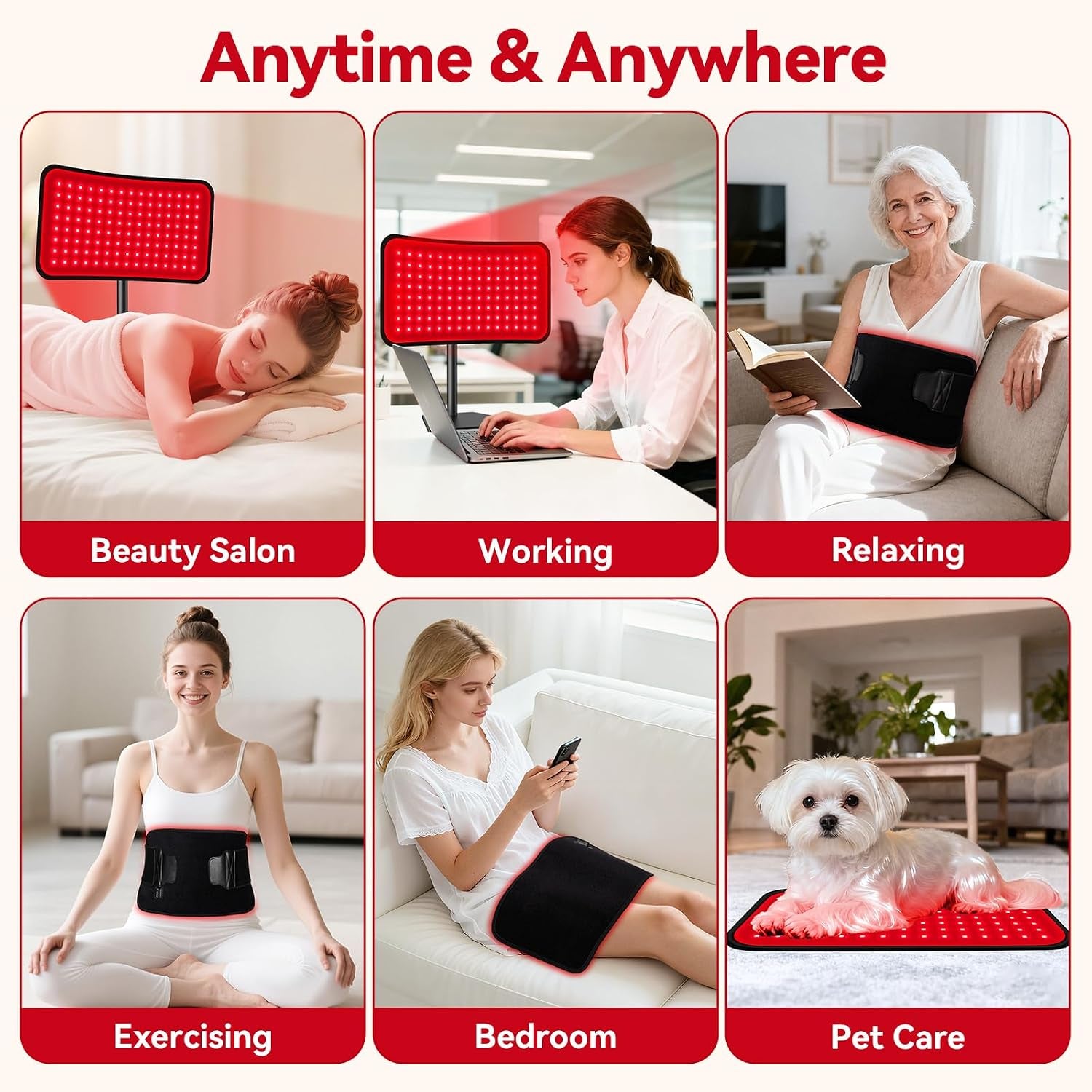 Red Light Therapy for Face & Body, 2-In-1 Red Light Panel with Belt, 660Nm Red Light and 850Nm Infrared Red Light Therapy Lamp, Remote Control, Adjustable Brightness & Timer for Skin Care & Relaxation
