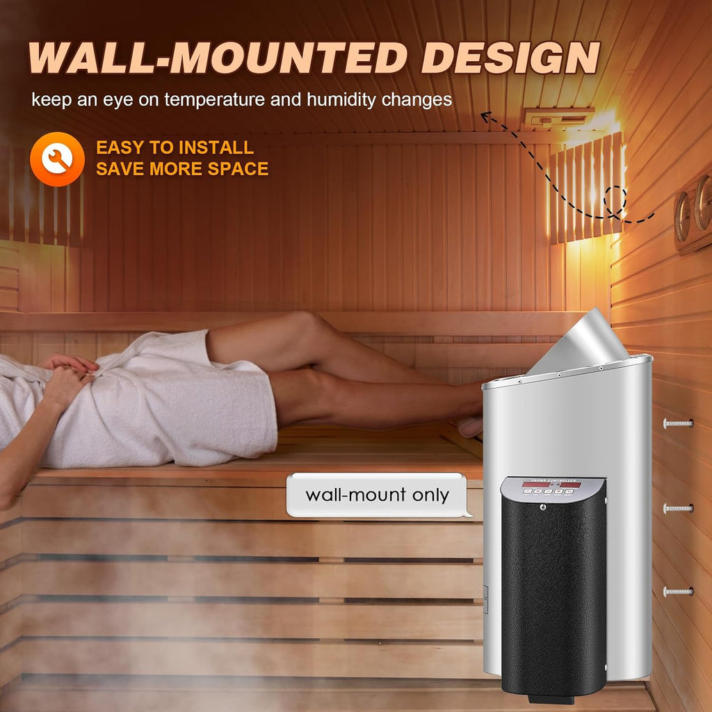 Sauna Heater, 6KW 220V Electric Sauna Heaters Digital Control Sauna Stove Dry Steam Sauna Bath for Home Hotel Spa Max. 300 Cu.Ft with Sauna Hygrothermograph