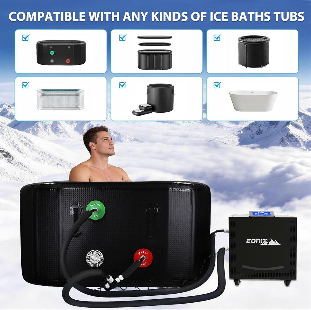 1/2 HP Cold Plunge Chiller for Ice Bath – Upgraded Faster Cooling to 42°F, Built-In Filter & Pump, Insulated Hoses, Energy Saving & Low Noise – for Home Athlete Recovery & Cold Water Therapy