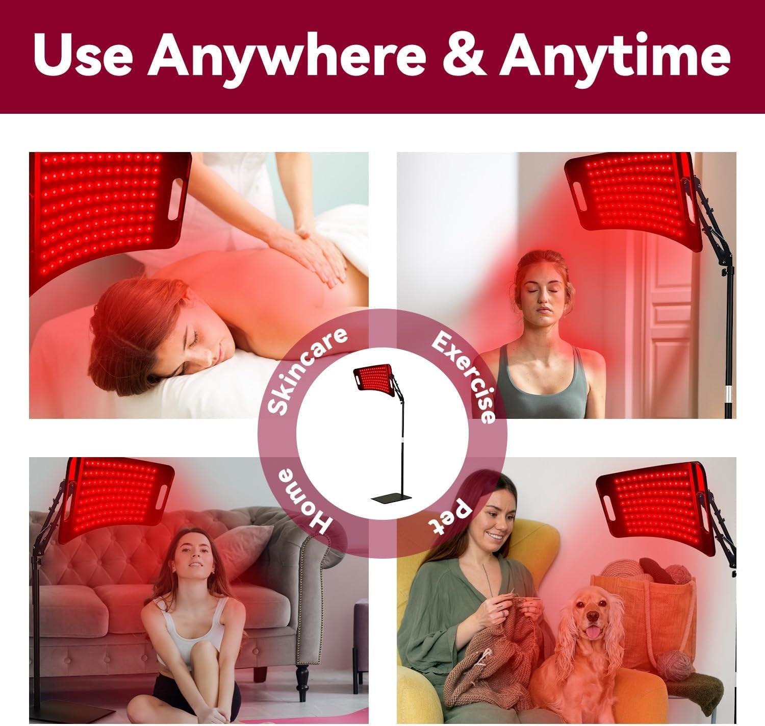 Infrared Light Therapy Panel with Stand, 660Nm Red Light and 850Nm near Infrared LED Red Light Therapy Device at Home