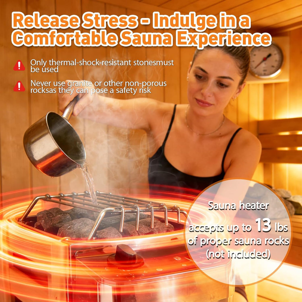 Sauna Heater 110V,2KW Electric Sauna Heater,Dry Sauna Heater&Sauna Heater Features Smart Timer&Temperature Control,110V Electric Sauna Heater for Spaces Ranging from 35-100 Cubic Feet-Instant Heating