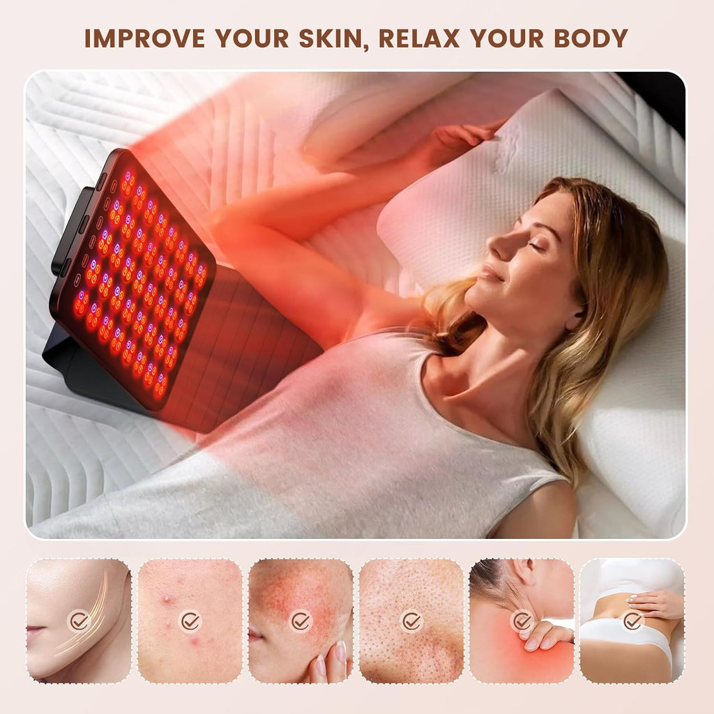 Red Light Therapy for Face and Body, Portable Red Light Therapy with Protective Goggles, 850Nm Infrared Red Light Therapy with 6 Modes