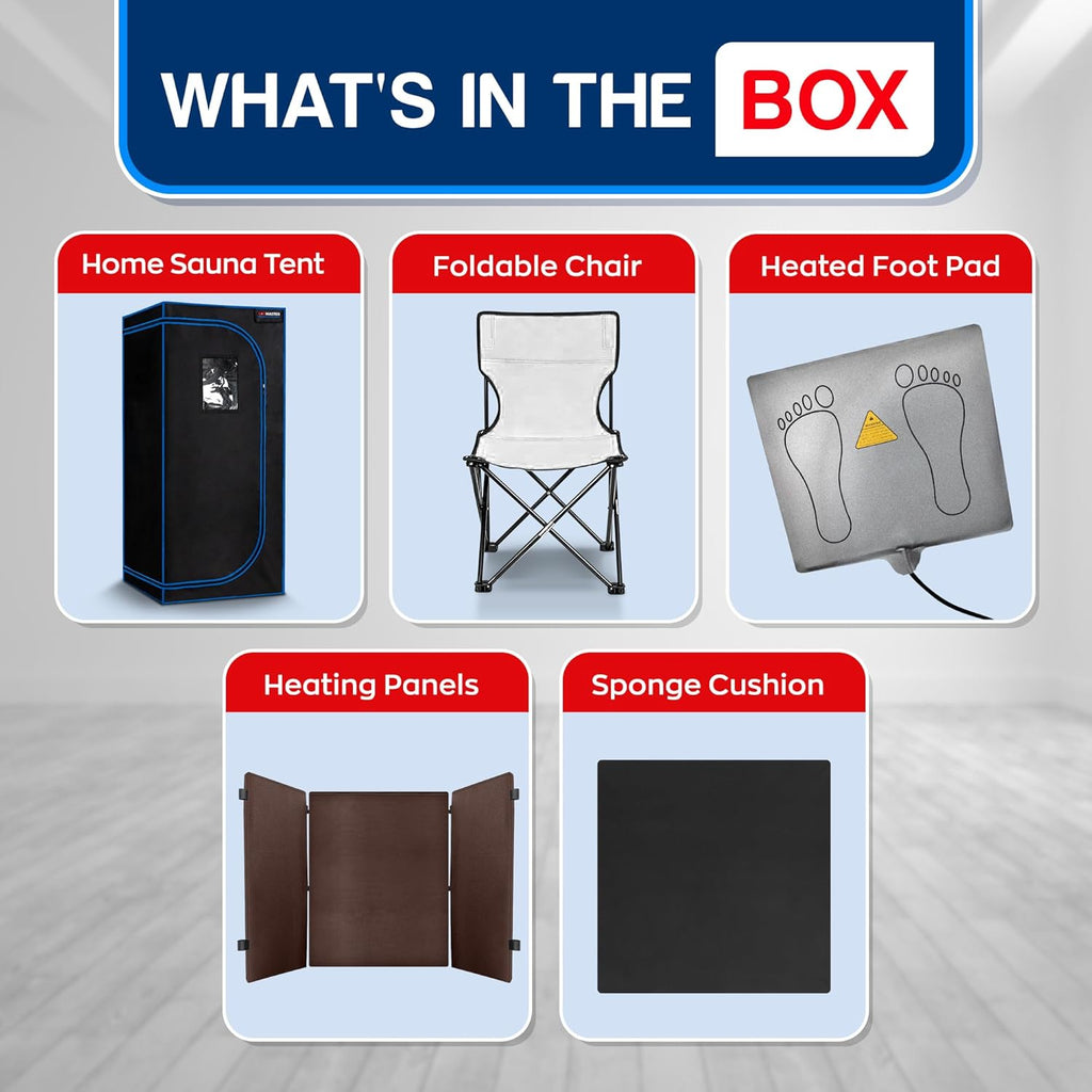 Foldable Sauna Infrared, Portable Sauna for Home, Sauna Tent Sauna Box, Indoor Portable Sauna, Zip up Sauna Room with 1300W Power, Max 140°F Sauna, Black