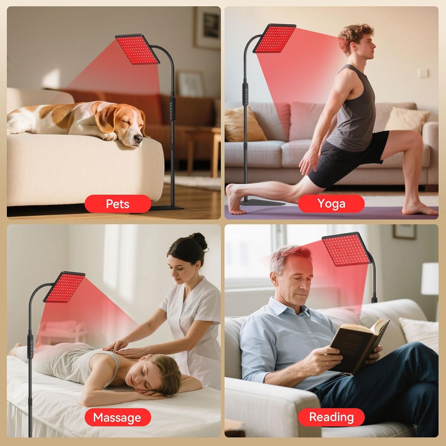 Red Light Therapy Lamp：Gooseneck Infrared Red Light Therapy Lamp with Led 660Nm&850Nm near Infrared LED Red Light,Near Infrared LED Red Light Therapy Device at Home for Face and Body