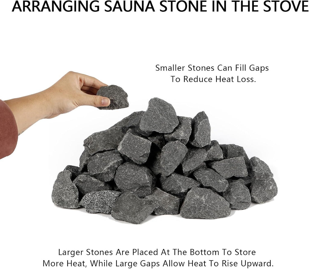 Premium Sauna Rocks & Stones - 47 Lbs for Dry and Wet Sauna,Compatible with Electric Sauna Heaters & Traditional Stoves (47Pounds)