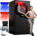 Infrared Steam Sauna with 660Nm Red & Blue Light Therapy & 850Nm Infrared Light Panel, 3L 1300W Steamer, Folding Chair, XXL Portable Sauna Personal Sauna Steam Sauna Tent Home Sauna
