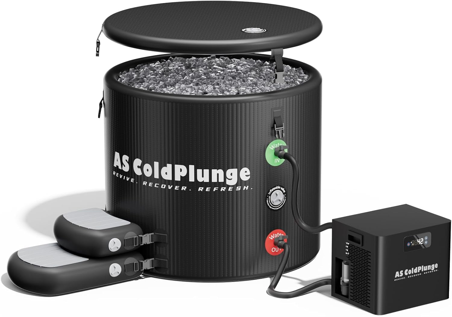 Ice Bath Tub & Cold Plunge Chiller Kit, 1/3HP Ice Bath Chiller with Built-In Pump & Filter, XL 120 Gal Insulated Ice Pod Pro, Cold Plunge Tub with Water Chiller for Cold Therapy