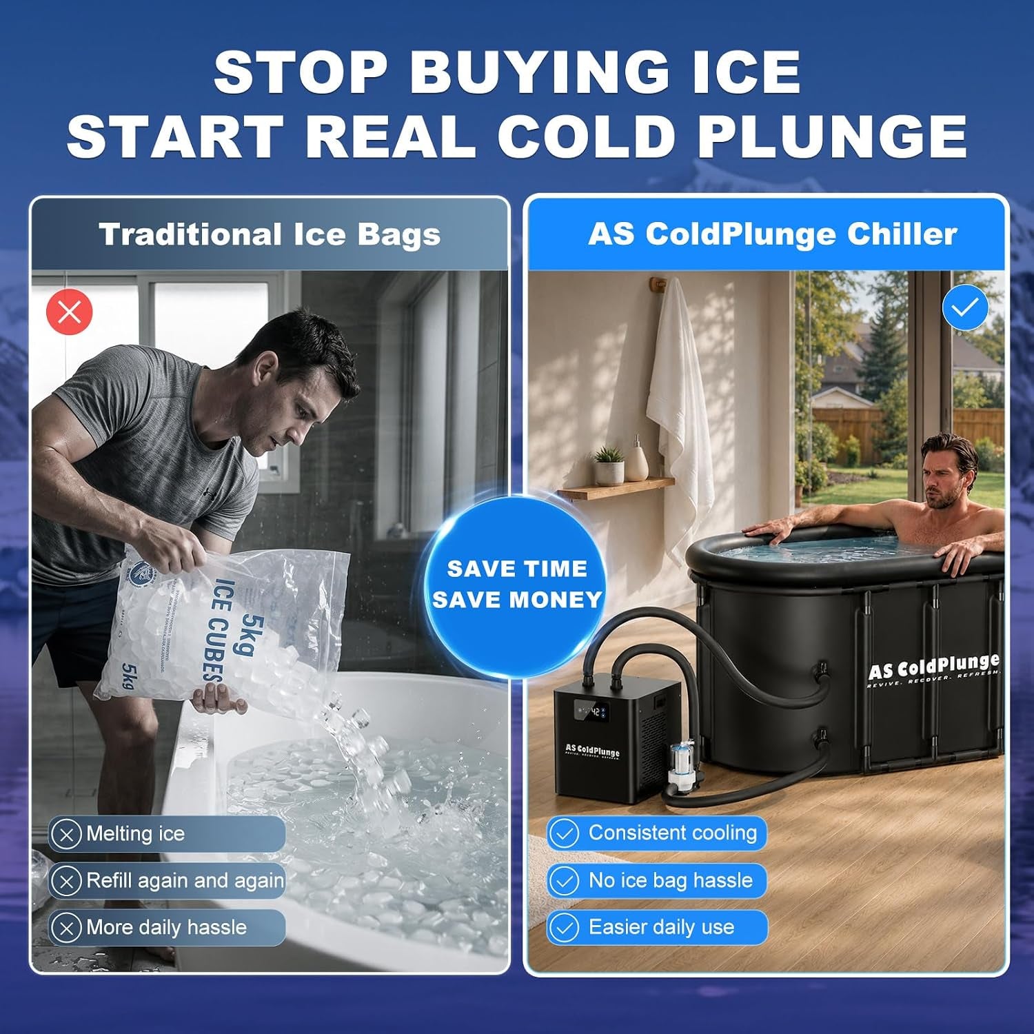Ice Bath Water Chiller for Cold Plunge Tubs, 1/3 HP Upgraded Cold Plunge Chiller with External Filter Water Pump, Ideal for Cold Plunge Recovery Ice Bath Tub Home 110V Cooling Chiller