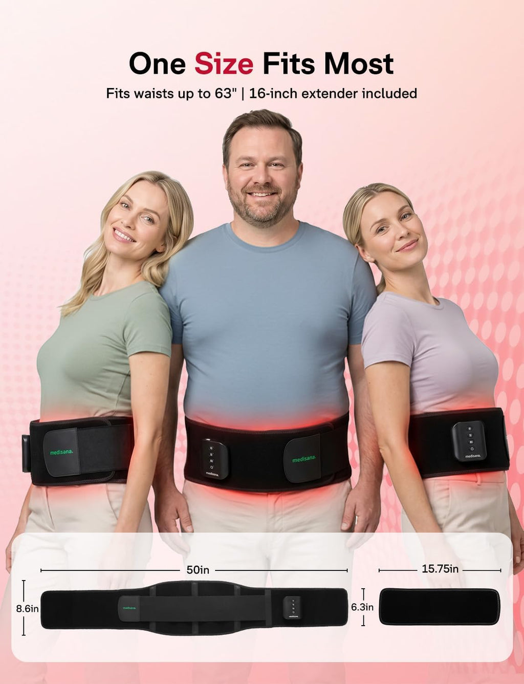 Red Light Therapy for Body, Upgraded 3-In-1 Cordless Red Light Therapy Belt with 3-Mode Red Light, Vibration & Heating, Adjustable Fit 660Nm/850Nm Infrared Red Light Therapy for Back Pain