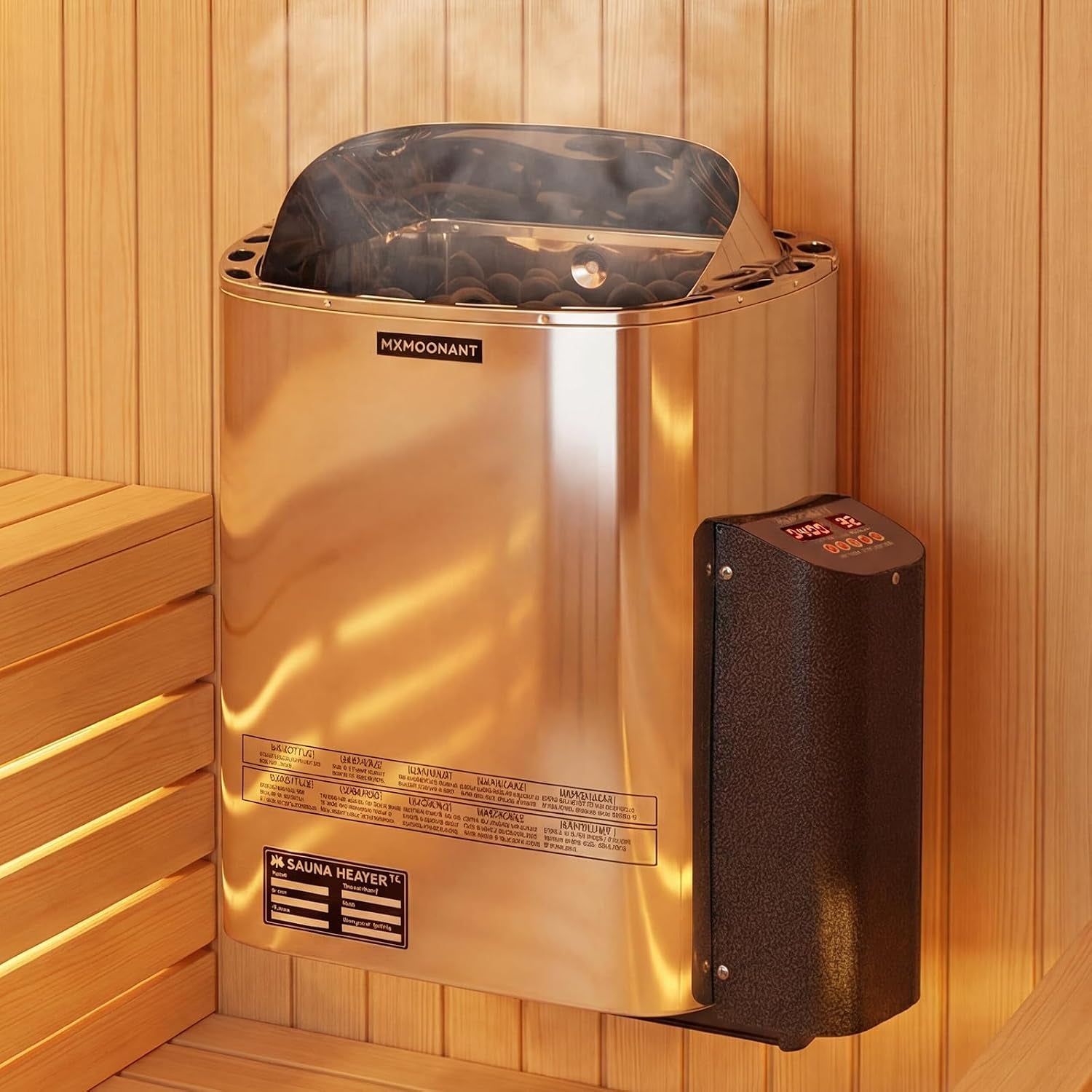 Sauna Heater, 6KW 220V Electric Sauna Heaters Digital Control Sauna Stove Dry Steam Sauna Bath for Home Hotel Spa Max. 300 Cu.Ft with Sauna Hygrothermograph