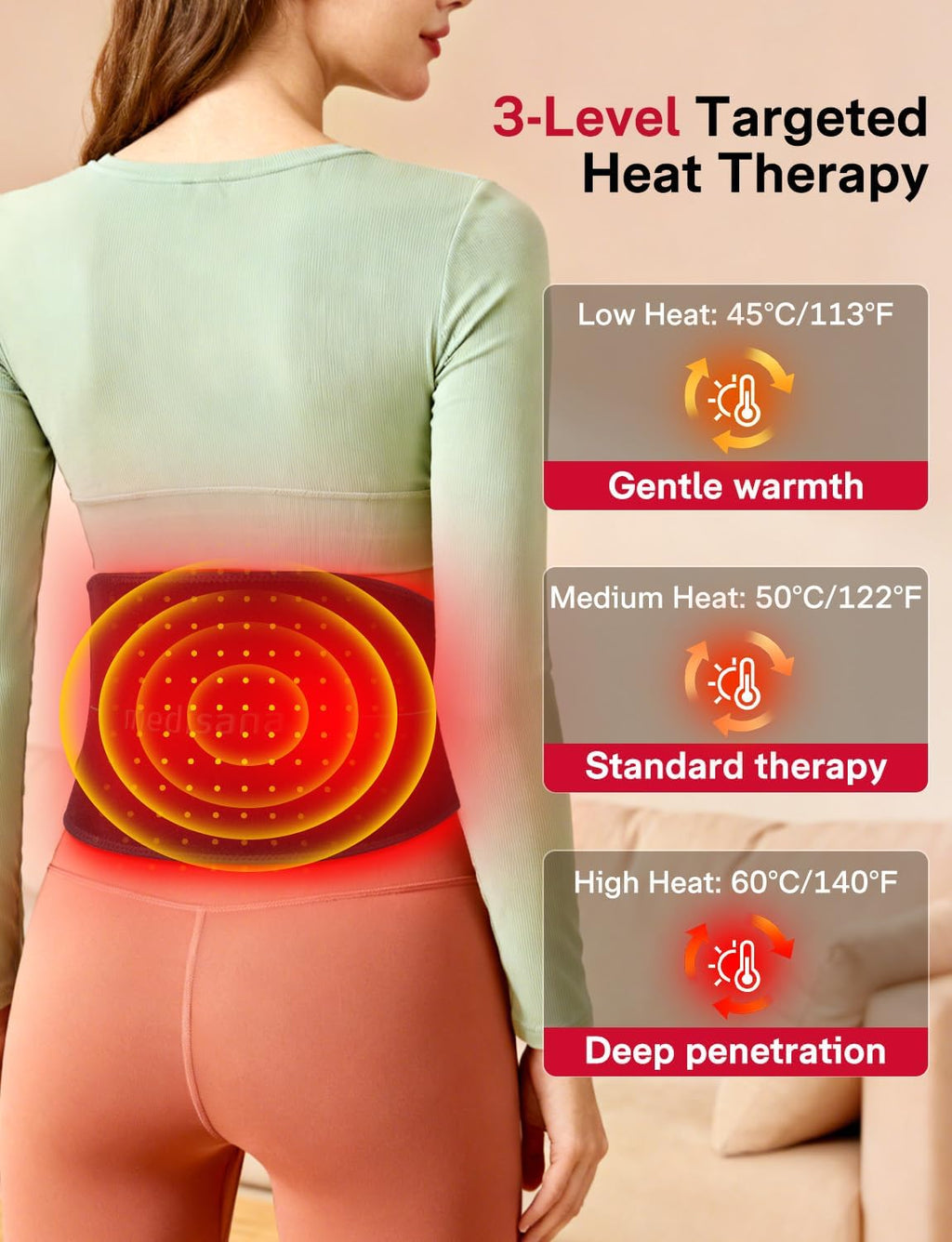 Red Light Therapy for Body, Upgraded 3-In-1 Cordless Red Light Therapy Belt with 3-Mode Red Light, Vibration & Heating, Adjustable Fit 660Nm/850Nm Infrared Red Light Therapy for Back Pain